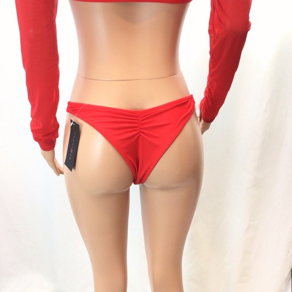 BE WICKED 1980 Cardi Red Long Sleeve Bikini Set - Picture 7 of 12